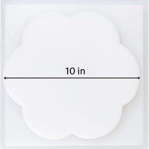 May include: A white, cloud-shaped object with a 25.4 cm measurement indicated by a black line and text. The object is set against a white background, suggesting a clean, minimalist aesthetic. The design is simple and modern.
