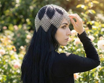 Tocado de cadena de plata hecho a mano - Accesorio para el cabello de cosplay gótico