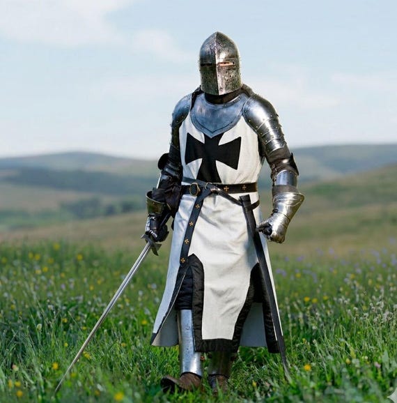 Full Body Templar Knight Armor Suit, Medieval Crusader Steel Costume, Wearable Cosplay LARP Outfit