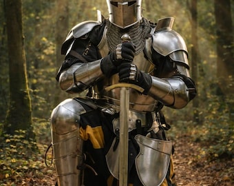 Medieval Knight Templar Armor Suit – 14th Century Crusader Full Body LARP Cosplay Warrior Holy Suit For Man 18g