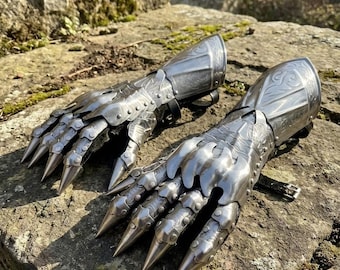 Handmade Medieval Knight Gauntlet Nazgul Gloves | Steel Arm Armor for LARP & Cosplay