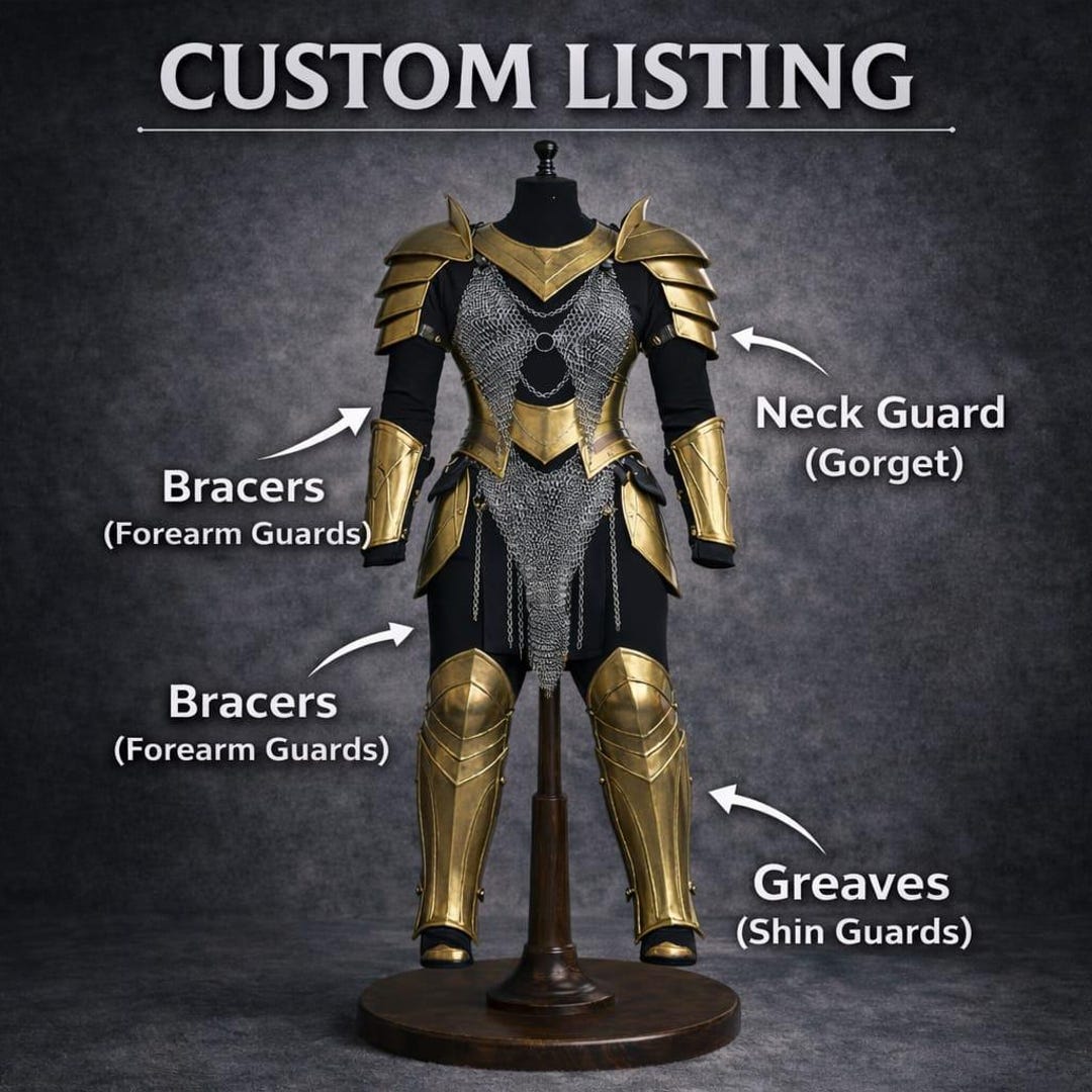 Custom Medieval Armor Set – Pauldrons, Gorget, Bracers & Greaves ...