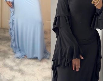 The Ruffle Effect Abaya Set(Any Color Any Size)