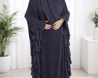 Glitter Ruffle Butterfly Abaya Set (Any Color Any Size)
