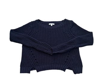 dELiA*s Vintage Marine Schiere Grobstrick Pointelle Kurz Pullover M Y2K Fairycore