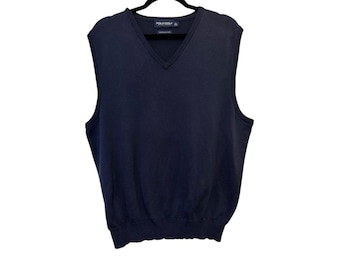 Vintage Polo Golf Ralph Lauren Navy 100% Pima Cotton Sweater Vest L Preppy Y2K