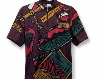 Camiseta de ciclismo Sugoi VTG con estampado de vino Burdeos Merlot y 3 bolsillos, estilo años 90.
