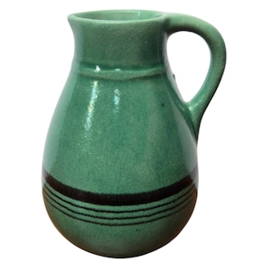 Vintage Studio Pottery Green Art Pottery Creamer Pitcher Matte Glaze 5" EUC