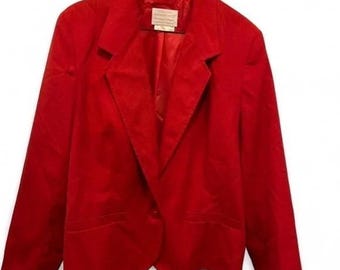 Blazer rojo vintage Pendleton Country Sophisticates de mezcla de seda, talla M, años 80 y 90, estilo preppy retro.