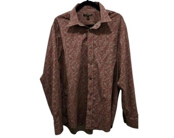 Vtg Banana Republic Burgundy Paisley Men's Dress Shirt XL Boho Cottagecore Y2K