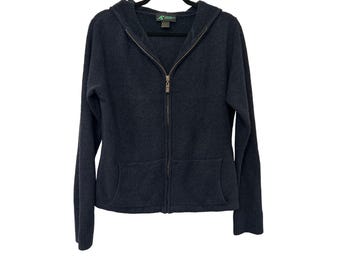 Sudadera con capucha y cremallera de punto suave de mezcla de lana merino de Eastern Mountain Sports, talla L, de Hong Kong.