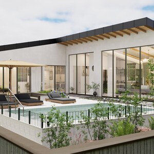 Modern L Shaped 2 Bedroom House Plan With Pool | Floor Plan PDF DWG - Etsy