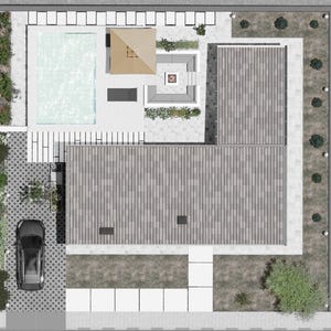 Modern L Shaped 2 Bedroom House Plan With Pool | Floor Plan PDF DWG - Etsy