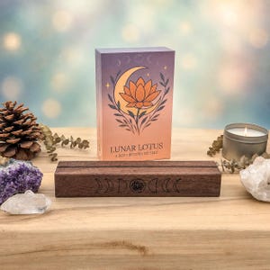 Lunar Lotus Oracle Deck with Walnut Card Stand | Mindfulness Gift
