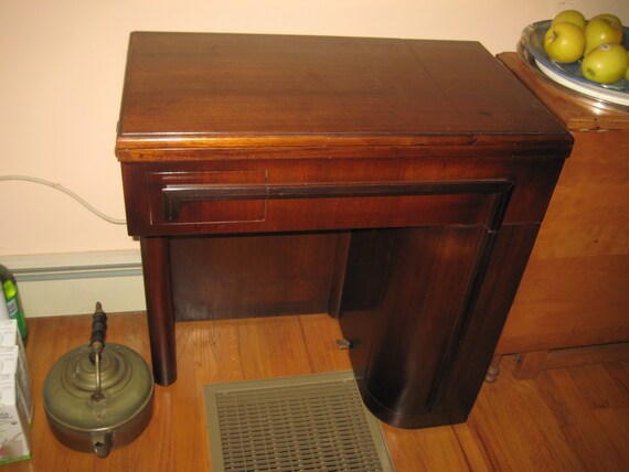 Art Deco Singer Sewing Machine Cabinet And Stool 15 91 66 Etsy