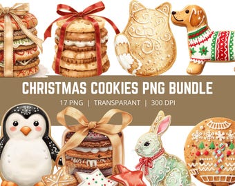 Weihnachtskekse PNG Bundle, Lebkuchen Cookie Clipart, Urlaub PNG PNG, Backen Clipart, Cookie Bundle, 17 PNG