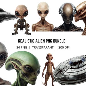 Paquete de 54 imágenes PNG de alienígenas y ovnis, imágenes prediseñadas de alienígenas de ciencia ficción, imágenes PNG de extraterrestres, imágenes prediseñadas de naves espaciales ovni, paquete de criaturas espaciales