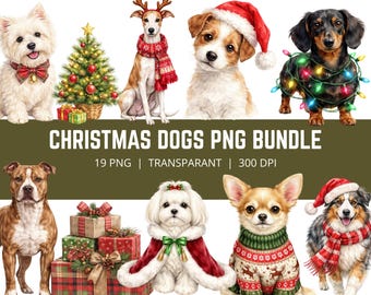 Weihnachten Hund PNG Bundle, süße Weihnachtshund Clipart, Urlaub Welpe PNG, Weihnachten Haustier Clipart, Winter Hund Bundle, 19 PNG