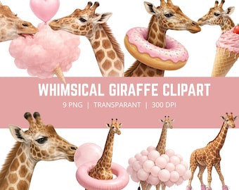 Niedliche Giraffe PNG Bundle, wunderliche Giraffe Clipart, Baby Giraffe PNG, lustige Giraffe PNG, Kinderzimmer Tier Bundle, 9 PNG