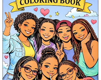 黒人少女の塗り絵（シンプルなデザイン）