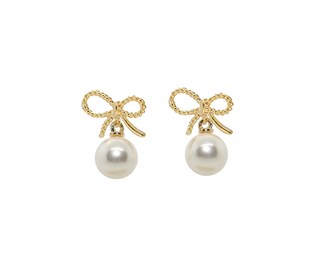 Choice Of All Orecchini A Fiocco Donna – Oro E Perla – Pendenti Eleganti Per Matrimonio E Festa – Gioielli Regalo