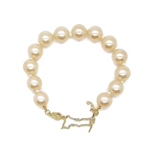Cape Cod Pearl Bracelet: 14k Gold Plated Charm, Coastal Jewelry