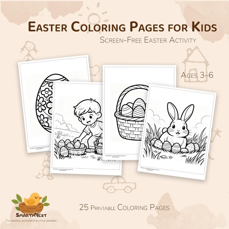 Easter Coloring Pages for Kids | 25 Printable Easter Designs (PDF) - Etsy