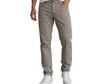Pantalón de hombre Jachs Ny color crema, 5 bolsillos, elástico, corte recto (075), talla 32x30. Idea de regalo personalizada.