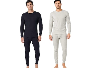 Conjunto de ropa interior térmica para hombre Smith's Workwear, color negro y gris jaspeado (073). Idea de regalo personalizada.
