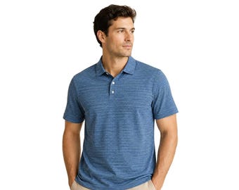 Greg Norman Men's Blue T-Shirt Polo Short Sleeve 3 Button Tee (060) Personalized Gift Idea