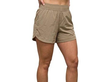 Pantalones cortos deportivos caqui para mujer de Tuff Athletics (047) - Idea de regalo personalizada