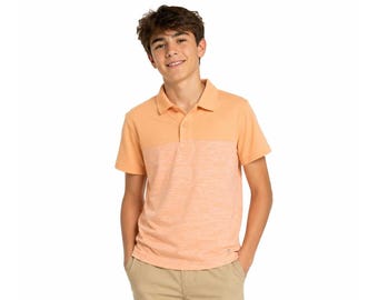 Camiseta polo de manga corta con 3 botones color naranja hielo para jóvenes de Xersion (064). Idea de regalo personalizada.