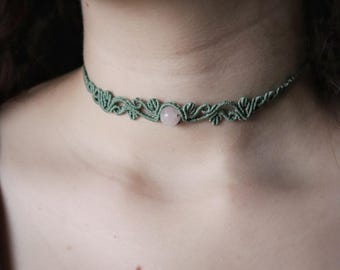 Ivy Adjustable Macramé Choker with Natural Stone · Personalized Necklace