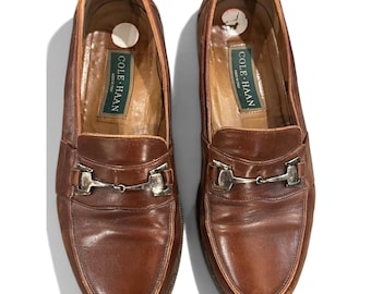 Cole Haan Mens 10 M Vintage Brown Leather Horsebit Loafers Made in Italy Resoled