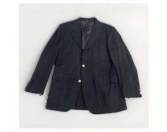 Marynarka VTG J. Press z lat 60. w kolorze granatowym, z kieszeniami naszytymi w kolorze niebieskim, lata 40., 3 rolki, 2 guziki, IVY