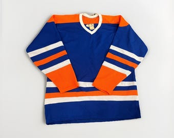 Vintage Cooper Hockey Jersey Mens Large Blue Orange Mesh Blank Practice Canada