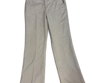 Vintage jaren 70 Sears Kings Road geruite flared broek met Scovill-rits, groenbruin, maat 34x33