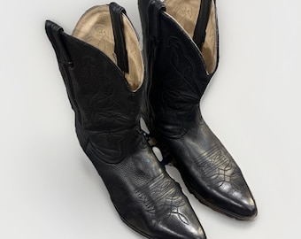 Botas vaqueras vintage Boulet Canada Challenger de cuero negro para hombre, talla 11D