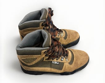 Botas de trekking/senderismo Tecnica Mesa de ante marrón vintage, talla 7, estilo gorpcore de los 90.