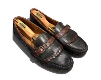 Allen Edmonds Monterey Vintage Black Leather Kiltie Loafers Mens 14 B USA Made