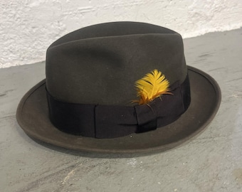 Kapelusz fedora Vintage Bonds Beaver Bowler Homburg ~ Rozmiar 7 1/8 Szary