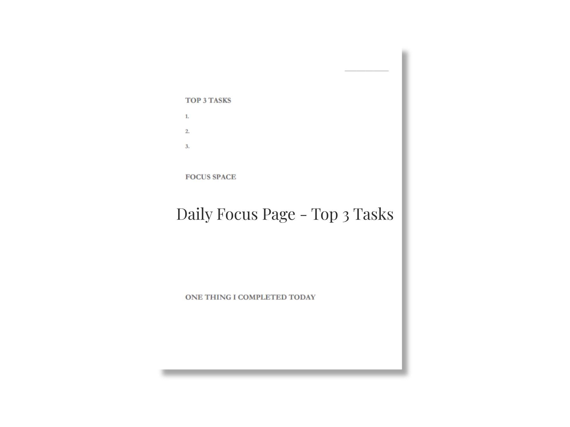 Daily Focus Page - Top 3 Tasks Printable A4 - Etsy