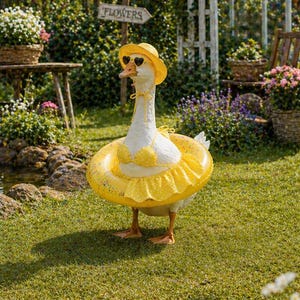 Easter Goose Outfit Set – Funny Garden Decor for 23” Porch Goose, Pool Float Costume with Hat & Accessories