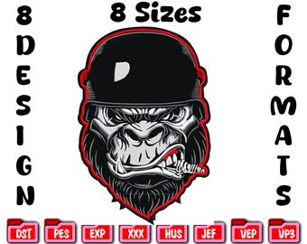 Bordado táctico de gorila, diseño de bordado a máquina de simio militar