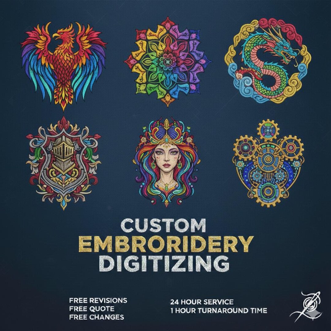 Custom Embroidery Digitizing, Logo Design, Machine File Creation - Etsy