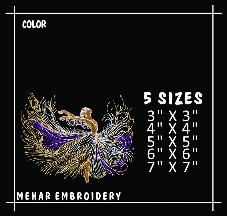 Abstract Ballerina Embroidery Design, Elegant Dancer Digital File - Etsy