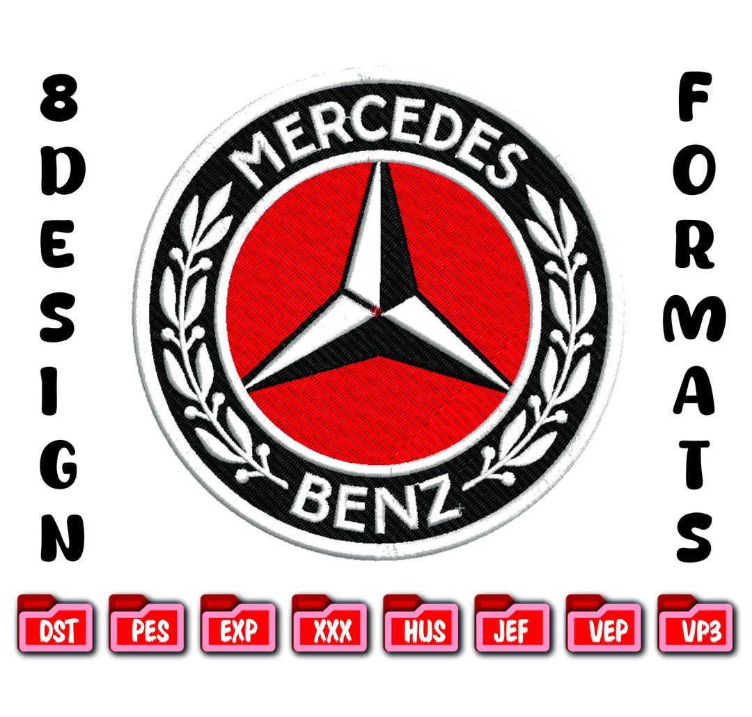 Photo inspiration: Troweled Design Embroidery For Automotive Decor Reference: Mercedes Benz Logo Embroidery Design Automotive Enthusiast Digital