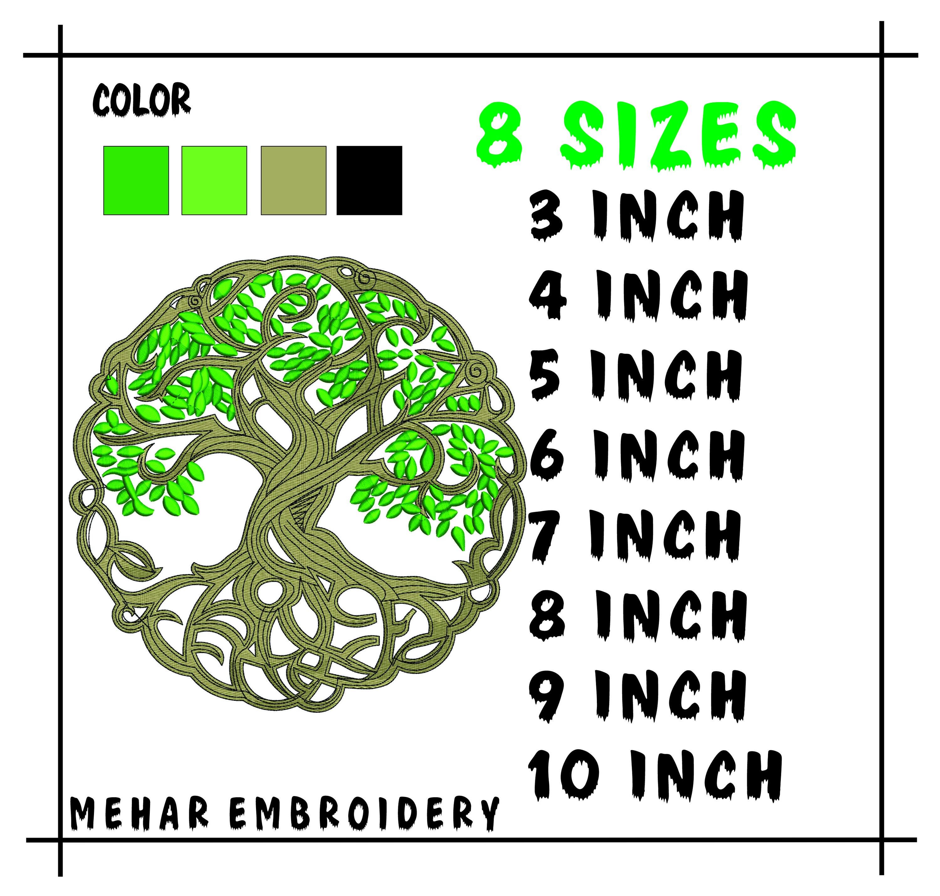 Celtic Tree of Life Embroidery Design – Yggdrasil Machine File (8 Sizes ...