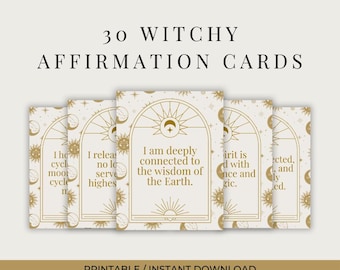 Witchy Affirmation Cards – Celestial Mystic Spiritual Quotes (Digital Download)