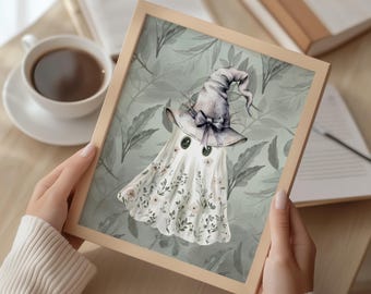 Floral Ghost Witch Art, Botanical Halloween Spooky Decor (Digital Download)